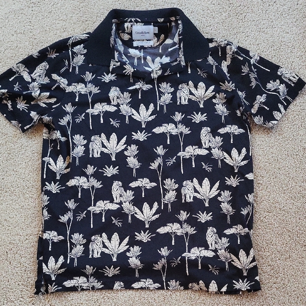 Goodfellow & Co. Black Tropical Print Polo